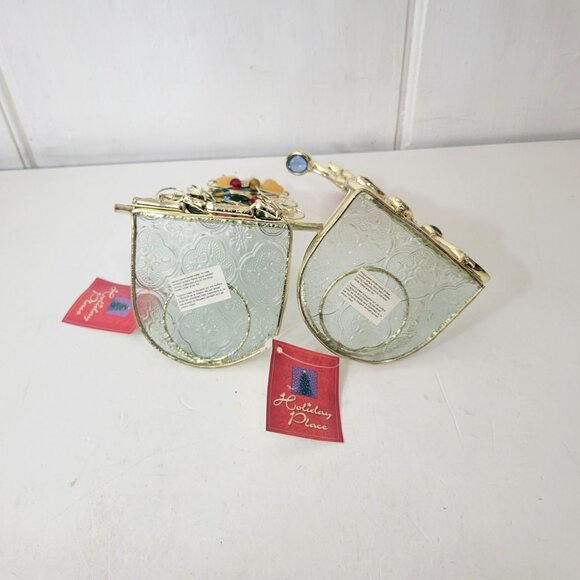 Stained Glass Tealight Holders Snowman and Christmas Tree NWT - Picture 6 of 6